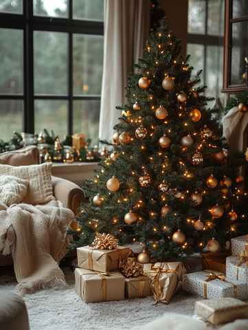 圣诞树灯串装饰