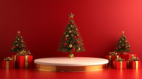 圣诞展台红金装饰