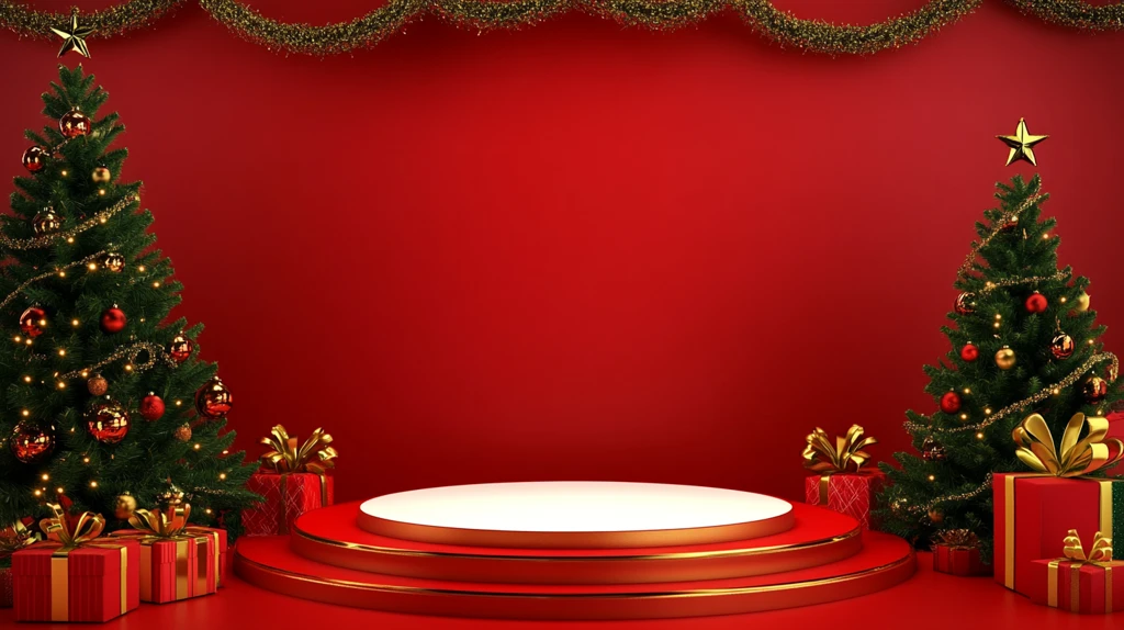 圣诞展台红金装饰