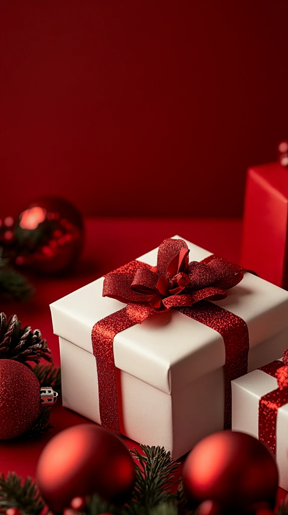 红背景圣诞礼物