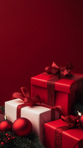红背景圣诞礼物