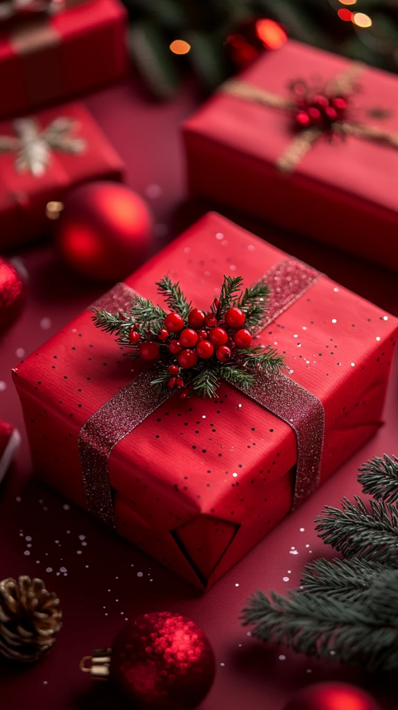 红背景圣诞礼物