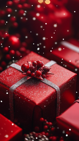 红背景圣诞礼物
