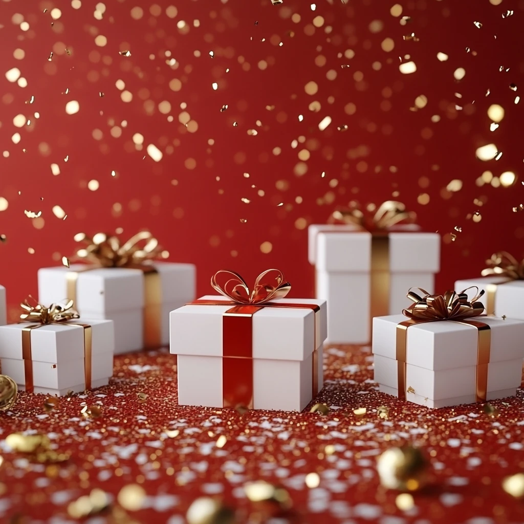 红色背景金色纸屑