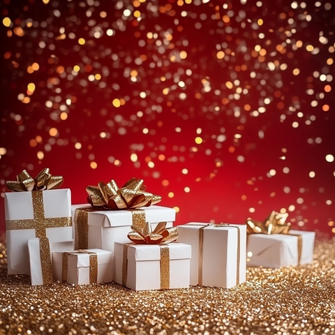 红色背景金色纸屑