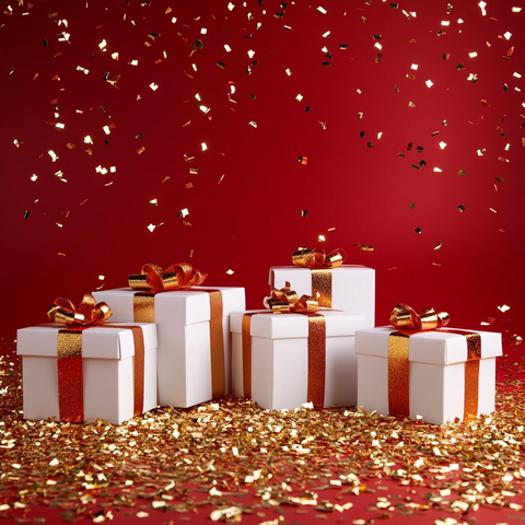 红色背景金色纸屑