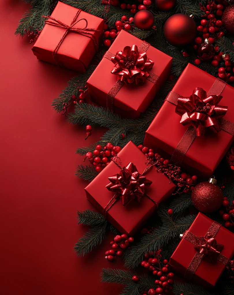 红色礼盒新年广告