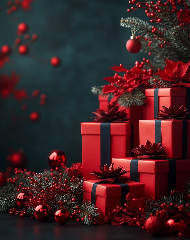 红色礼盒新年广告