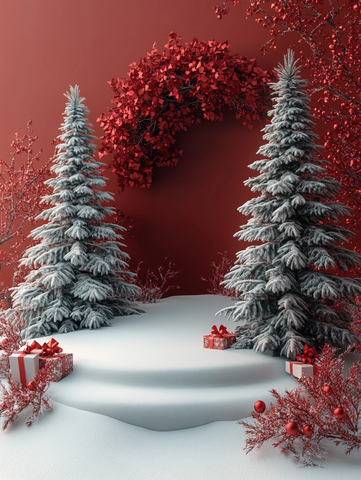 圣诞雪景毛绒展台
