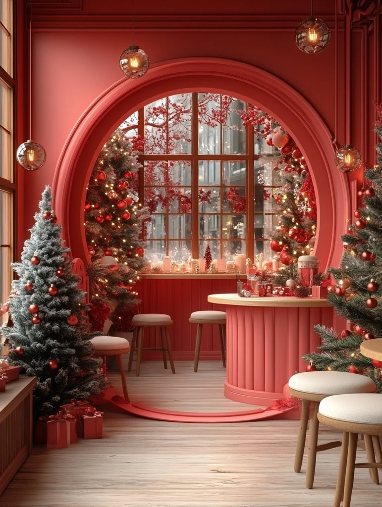 圣诞雪景毛绒展台