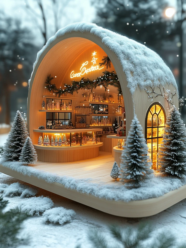 圣诞雪景毛绒展台