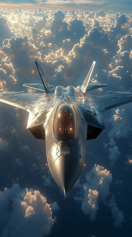 战斗机迎面飞来