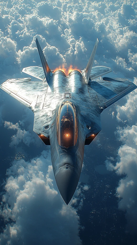 战斗机迎面飞来