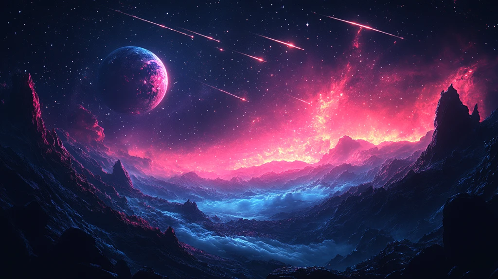 星夜流星行星