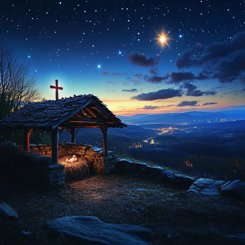 耶稣降生马槽夜空
