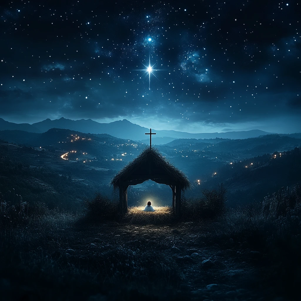 耶稣降生马槽夜空