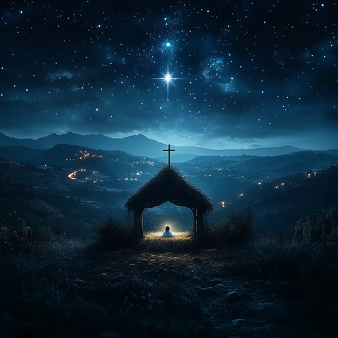 耶稣降生马槽夜空
