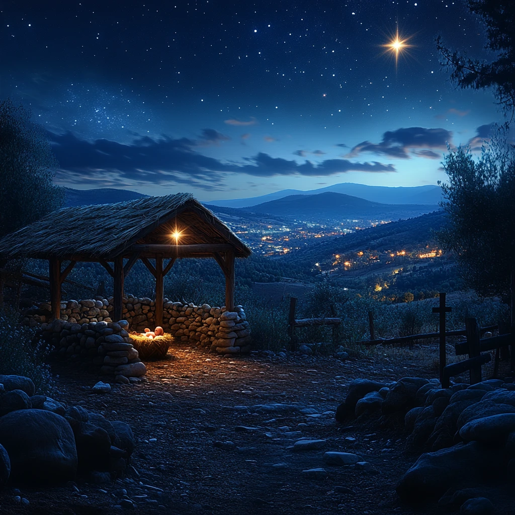 耶稣降生马槽夜空