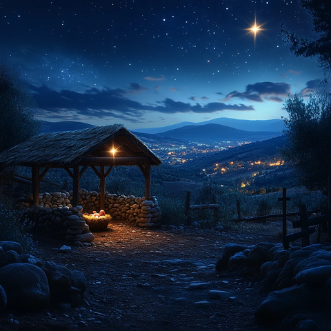 耶稣降生马槽夜空