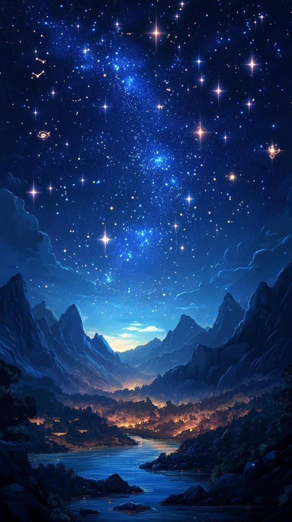 星夜流星山脉图