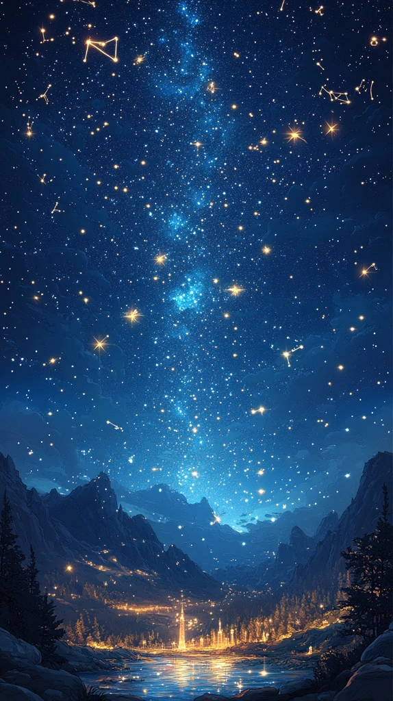 星夜流星山脉图