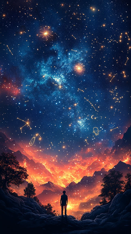 星夜流星山脉图