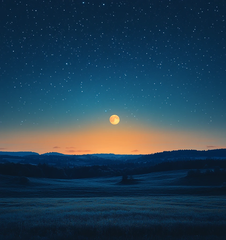 黄昏星空与满月