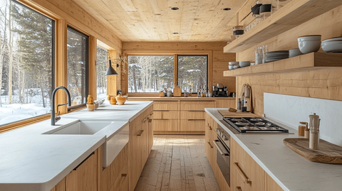 白色台面木色厨房