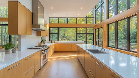 白色台面木色厨房