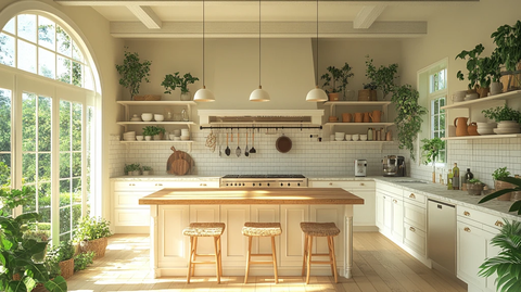 白橱柜木岛台厨房