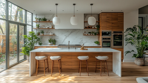 橄榄绿厨房全景