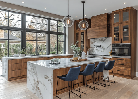 白色大理石岛台厨房