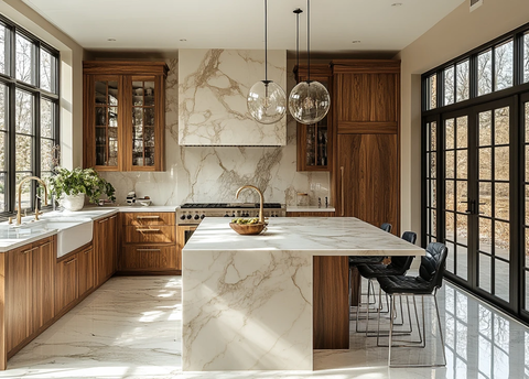 白色大理石岛台厨房