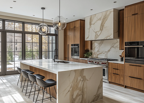 白色大理石岛台厨房