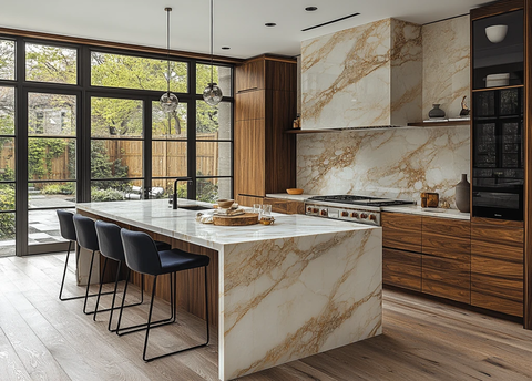 白色大理石岛台厨房