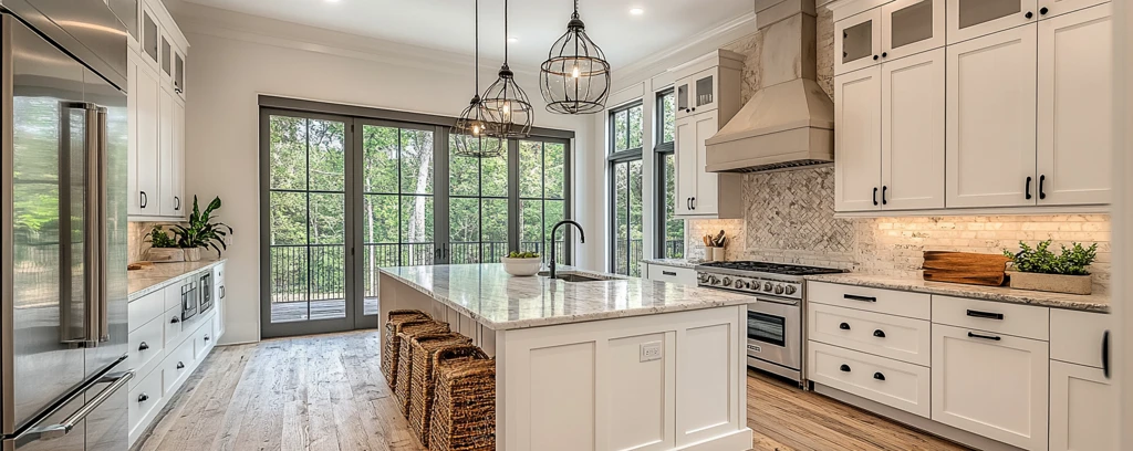 白色橱柜大理石岛台