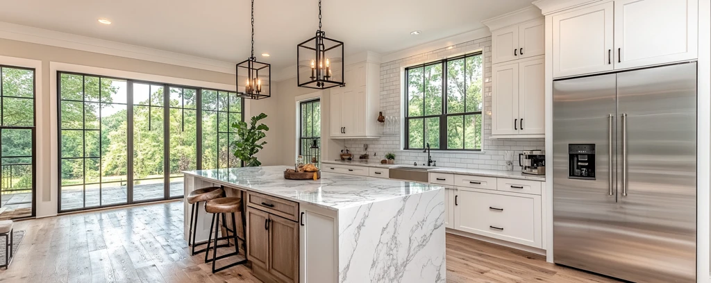 白色橱柜大理石岛台