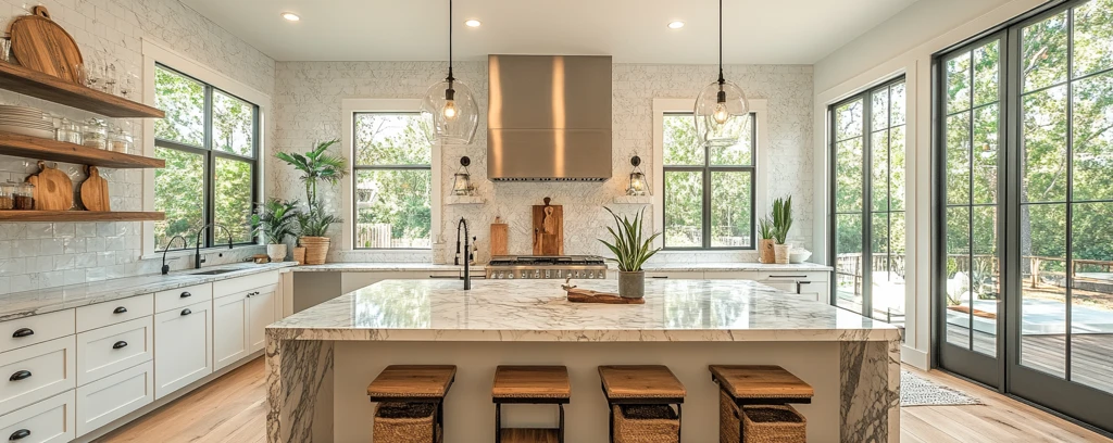 白色橱柜大理石岛台