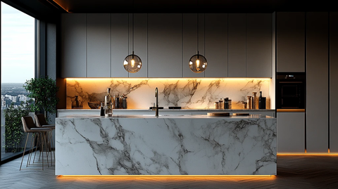 白大理石岛台厨房