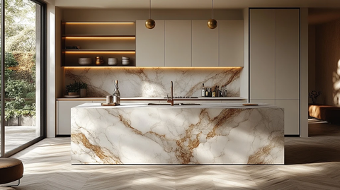 白大理石岛台厨房