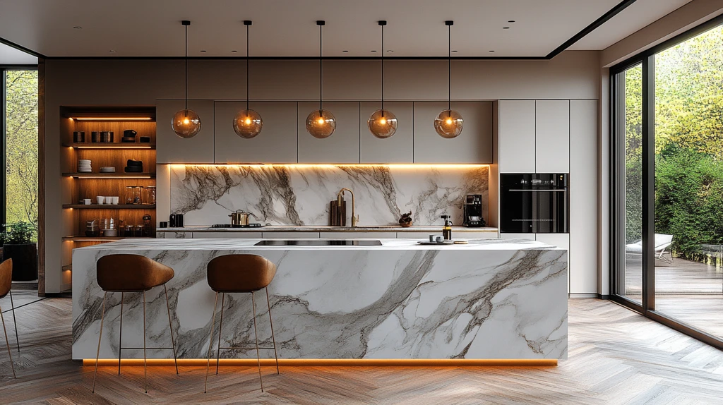白大理石岛台厨房