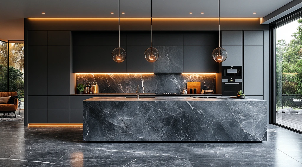 灰白大理石现代厨房