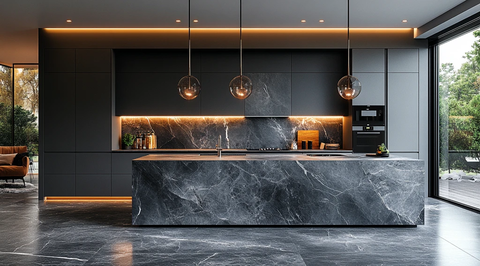 灰白大理石现代厨房