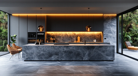 灰白大理石现代厨房