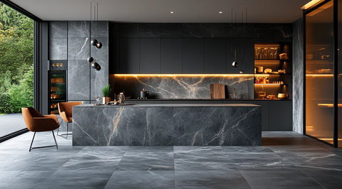 灰白大理石现代厨房