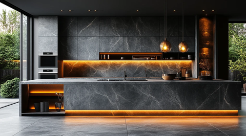 灰白大理石现代厨房