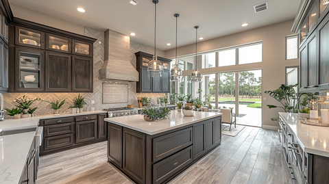 深棕橱柜白色台面