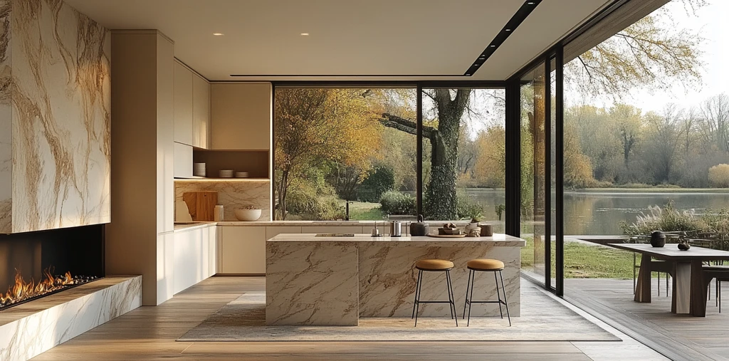 木地板白墙厨房