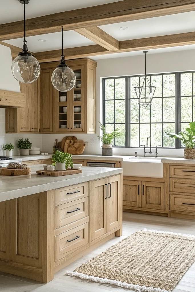 木柜白墙大窗厨房