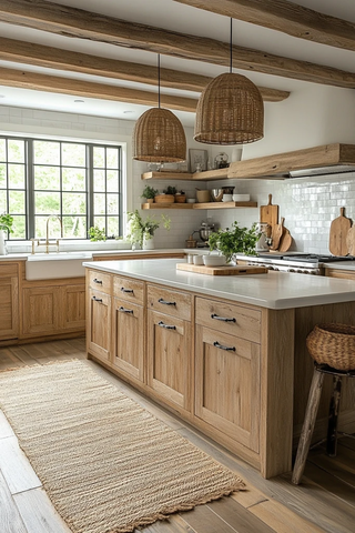 木柜白墙大窗厨房